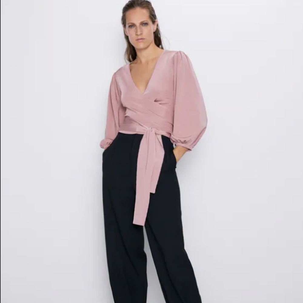 Zara pink wrap top